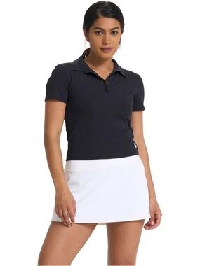 Vuori Womens Pose fitted polo black ribbed M